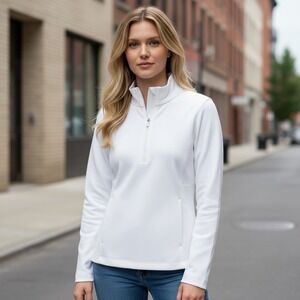 Nike Golf Therma-FIT Womens 1/4 Zip Pullover Mock Neck White Long Sleeve Large